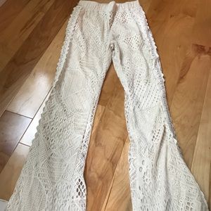 Bell Bottom Floral Ivory Pants